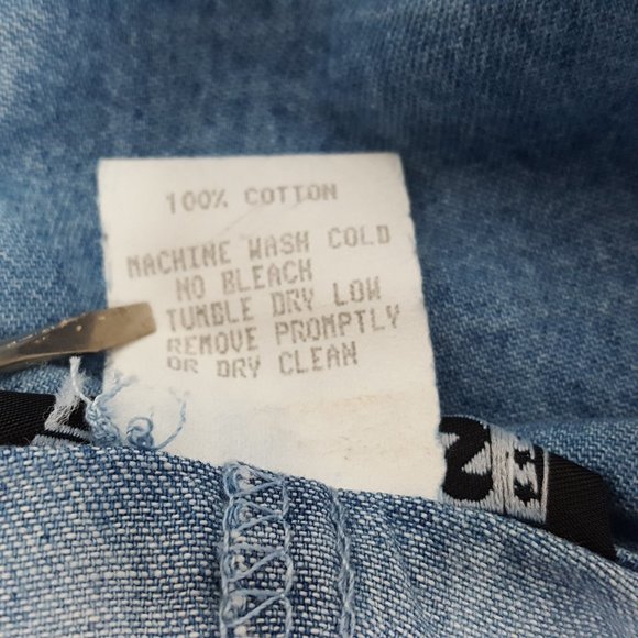 Vintage 90s Chambray Dress Women's 10 Blue Midi Sleeveless Button Front Cotton - Picture 5 of 14